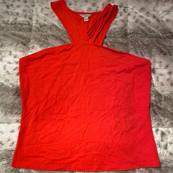 GUESS Womens Red Chas Halter Sleeveless Top - Picture 1 of 4
